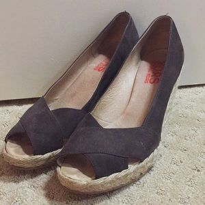 Michael Kors open toe brown heeled espadrilles